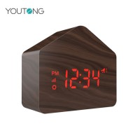 Hot selling Cheap Factory Home Decoration Electronic Modern Desk Table Clock Smart Digital LED Wooden Alarm Clock