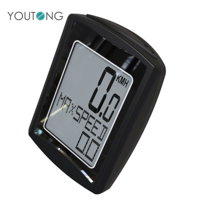 New Wholesales Factory High Quality  Battery Powered LCD Display Digital Bicycle Computer Wireless Transmission with Clock